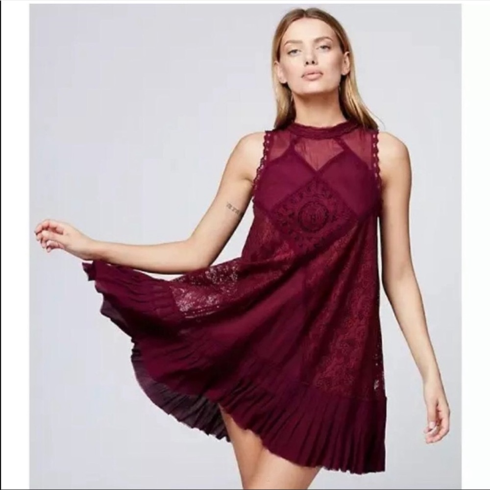 Free People Angel One Lace Wine Dress